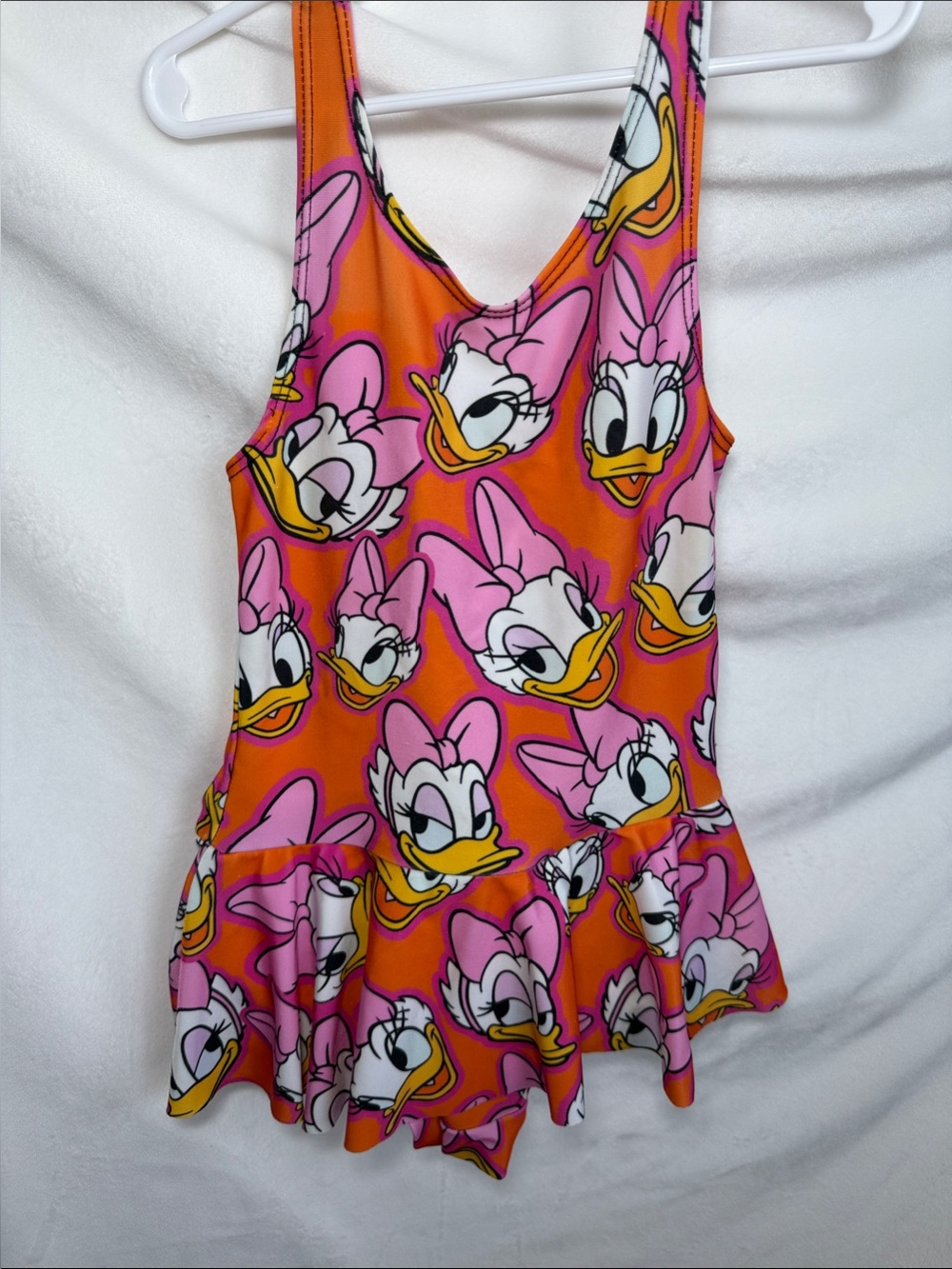 Wild Rich Kids Girls Daisy Duck Pink & Orange One-Piece Swim Dress